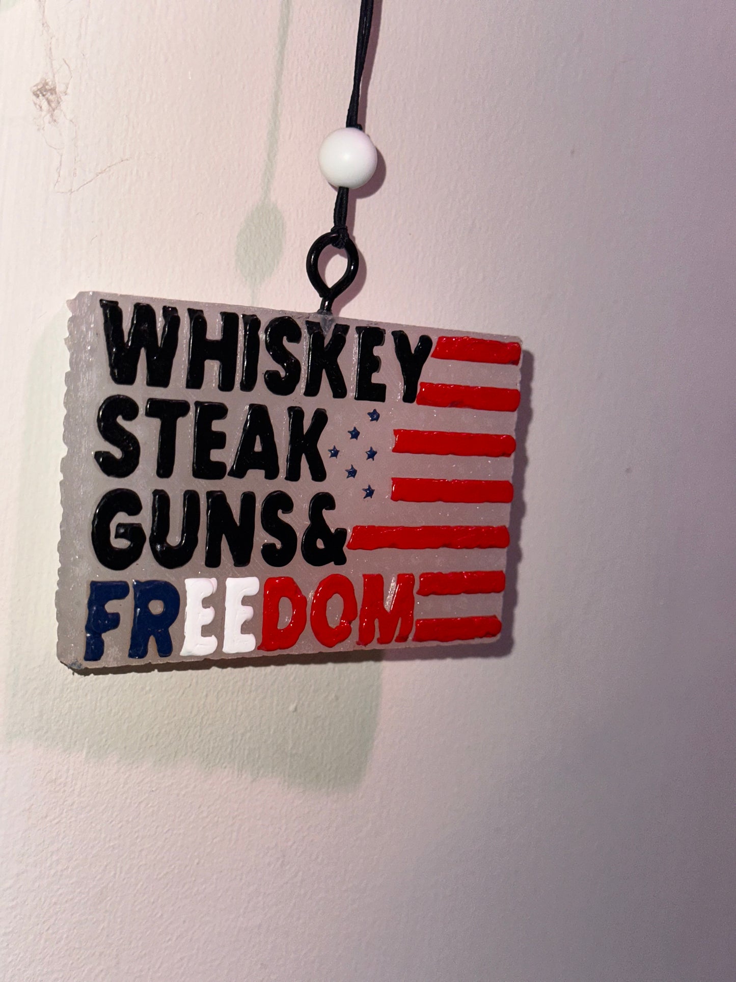 Whiskey, Steak, Guns & Freedom Car Freshie