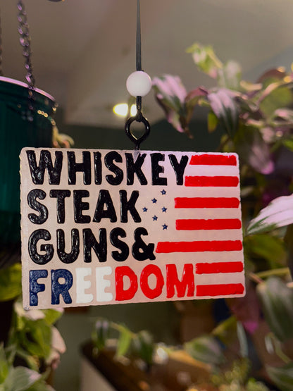 Whiskey, Steak, Guns & Freedom Car Freshie