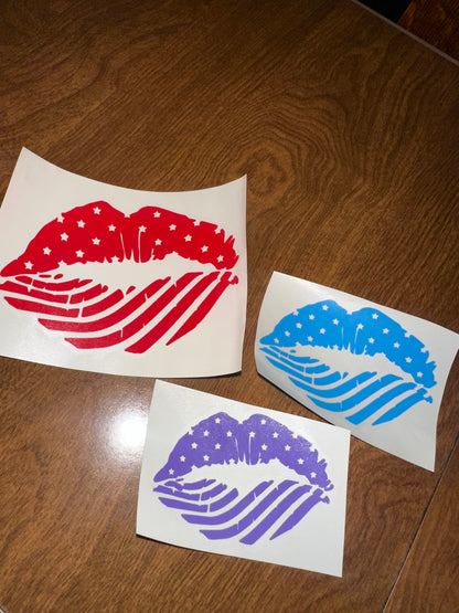 American Flag Lips Decal